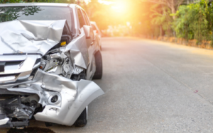 crashed silver car